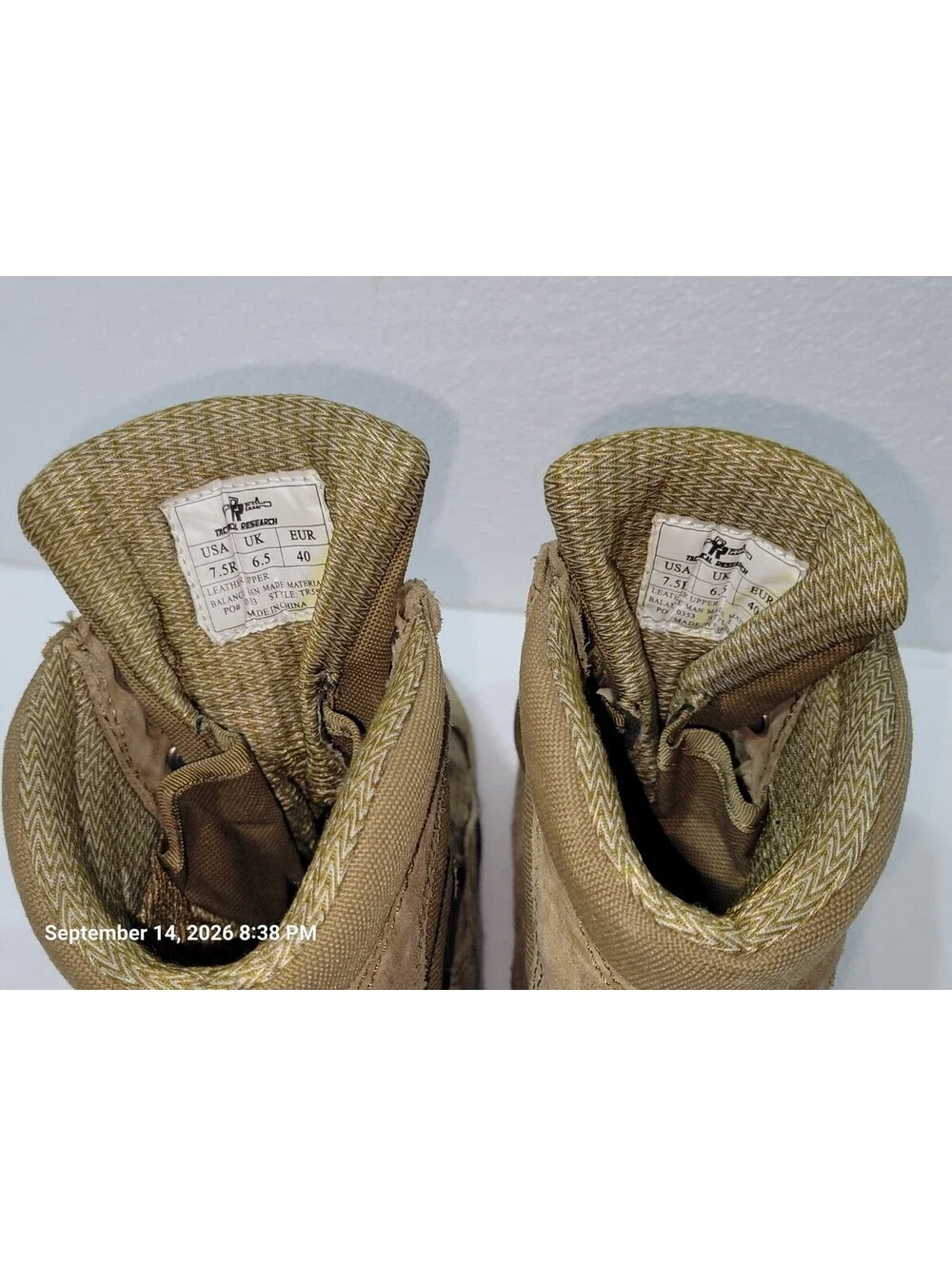 Tactical Research TR550 Hot Weather Vibram Size 7.5R USMC Or ARMY